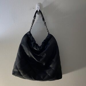 INC | “Kylie” Quilted Faux Leather Slouchy Shoulder Bag with Chain Straps